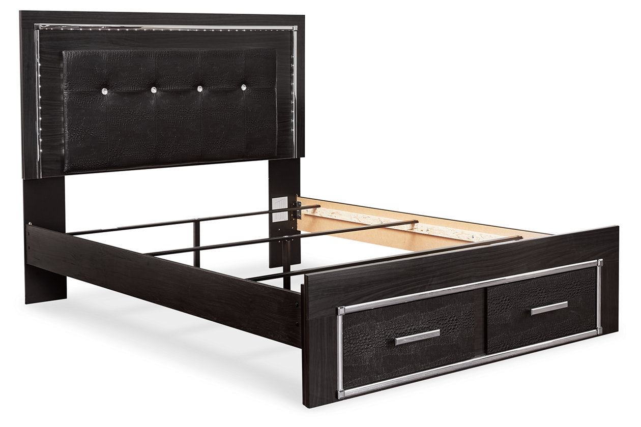 Kaydell Black Queen Panel Bed with Storage - SET | B1420-54S | B1420-57 | B1420-96 - Bien Home Furniture &amp; Electronics