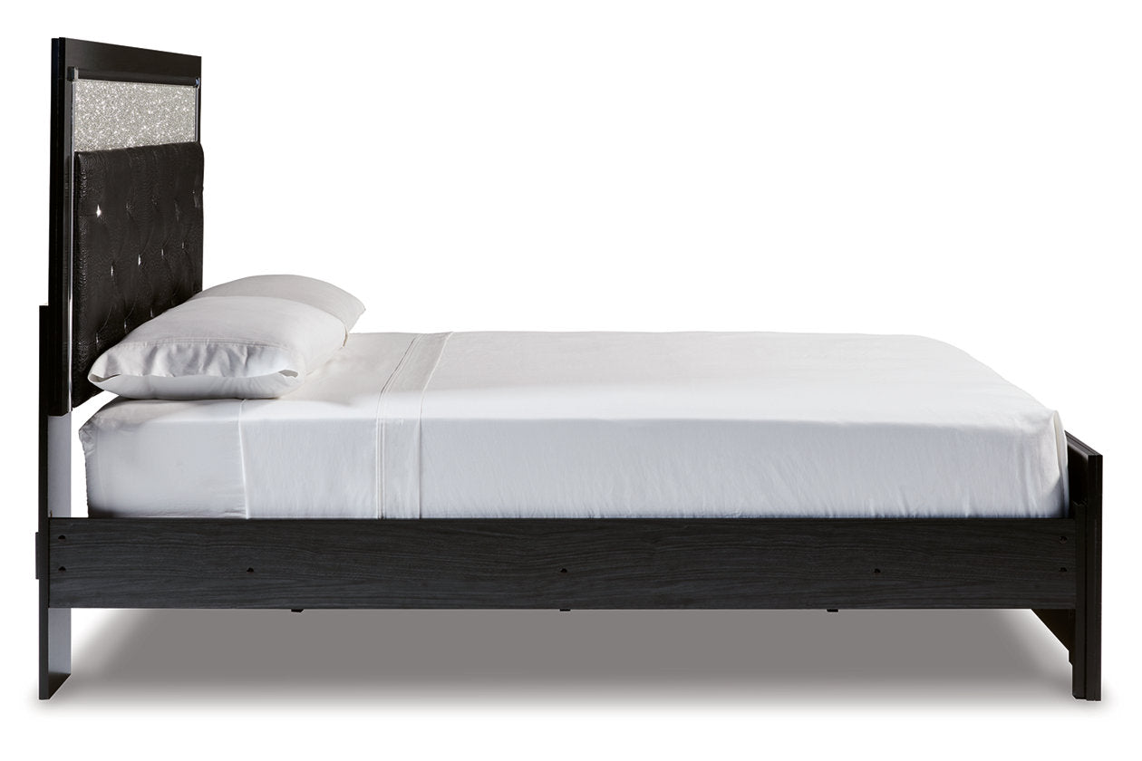 Kaydell Black Queen Upholstered Panel Bed - SET | B1420-157 | B1420-54 | B1420-96 - Bien Home Furniture &amp; Electronics