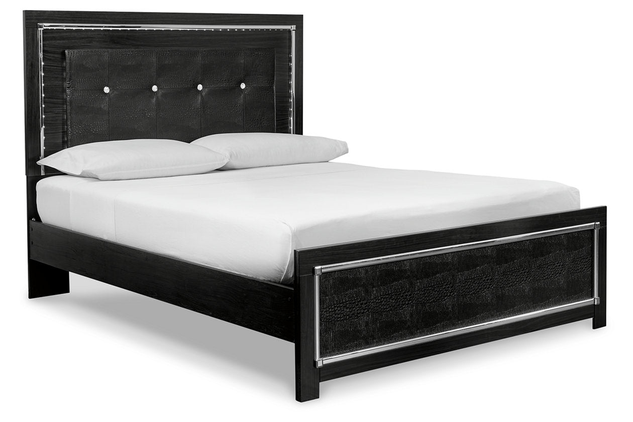 Kaydell Black Queen Upholstered Panel Bed - SET | B1420-54 | B1420-57 | B1420-95 | B100-13 - Bien Home Furniture &amp; Electronics