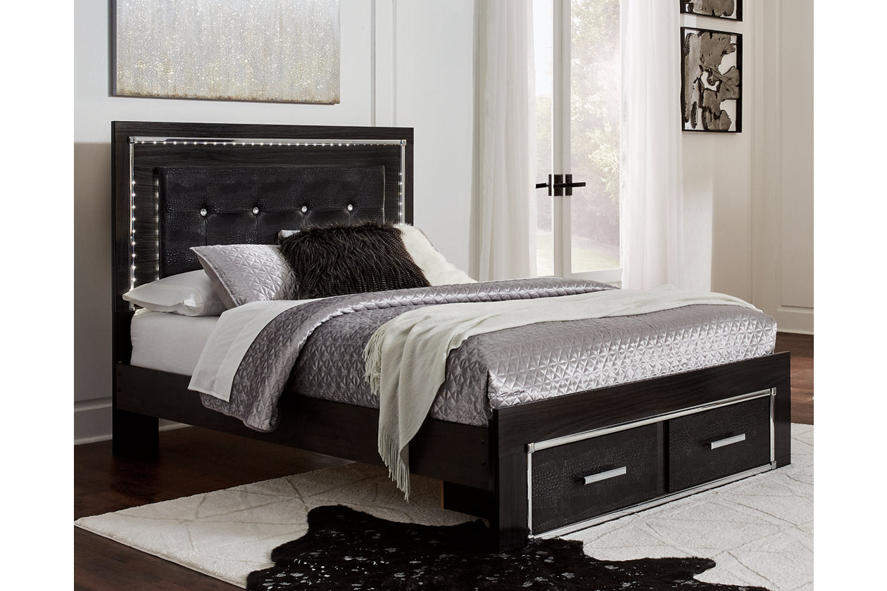 Kaydell Black Queen Upholstered Panel Bed with Storage - SET | B100-13 | B1420-54S | B1420-57 | B1420-95 - Bien Home Furniture &amp; Electronics