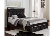 Kaydell Black Queen Upholstered Panel Bed with Storage - SET | B100-13 | B1420-54S | B1420-57 | B1420-95 - Bien Home Furniture & Electronics