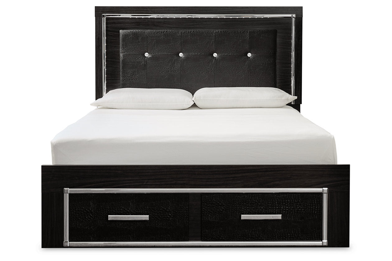 Kaydell Black Queen Upholstered Panel Bed with Storage - SET | B100-13 | B1420-54S | B1420-57 | B1420-95 - Bien Home Furniture &amp; Electronics