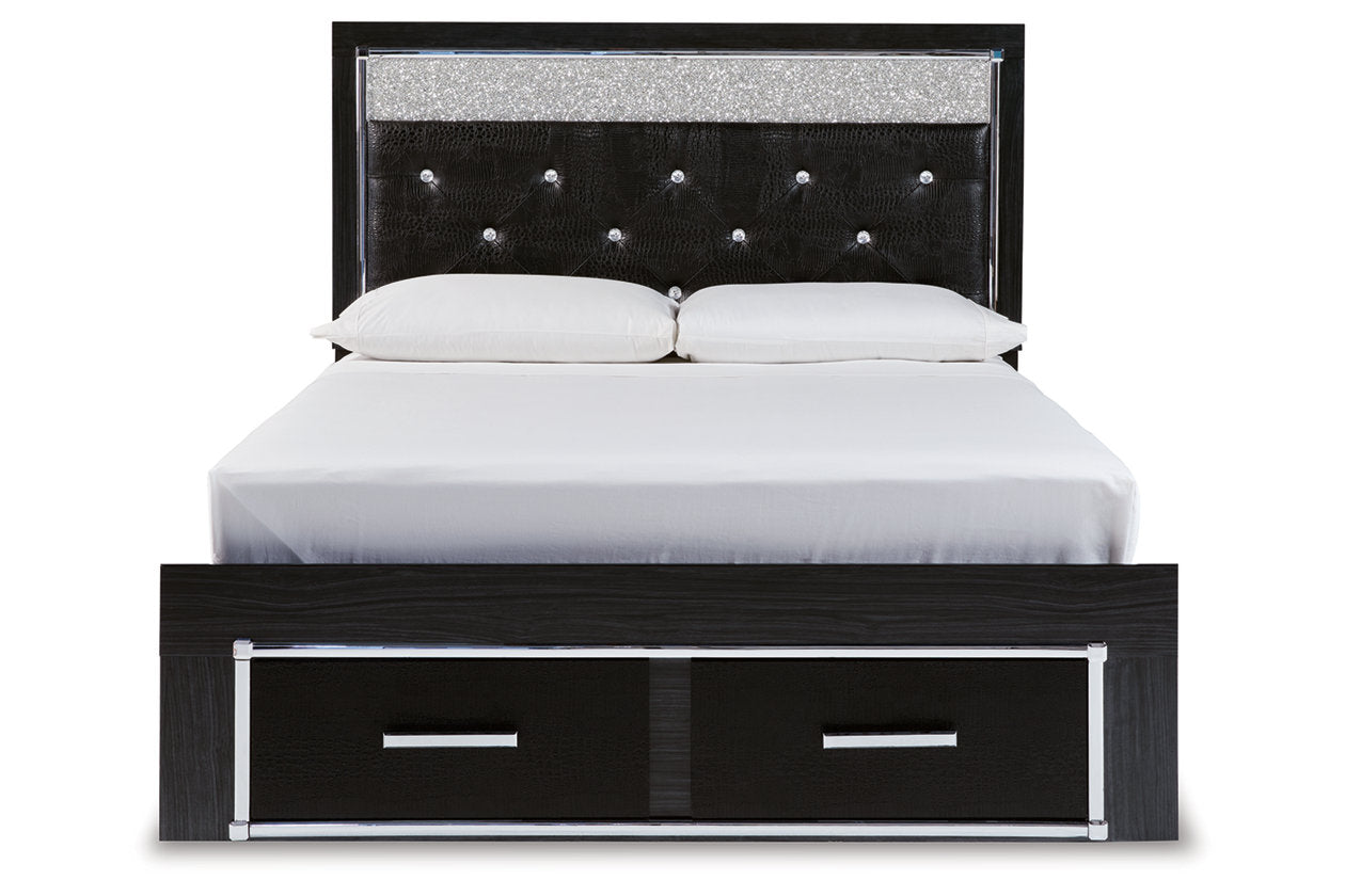 Kaydell Black Queen Upholstered Panel Storage Bed - SET | B1420-157 | B1420-54S | B1420-96 - Bien Home Furniture &amp; Electronics