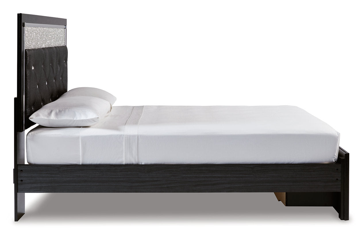 Kaydell Black Queen Upholstered Panel Storage Bed - SET | B1420-157 | B1420-54S | B1420-96 - Bien Home Furniture &amp; Electronics