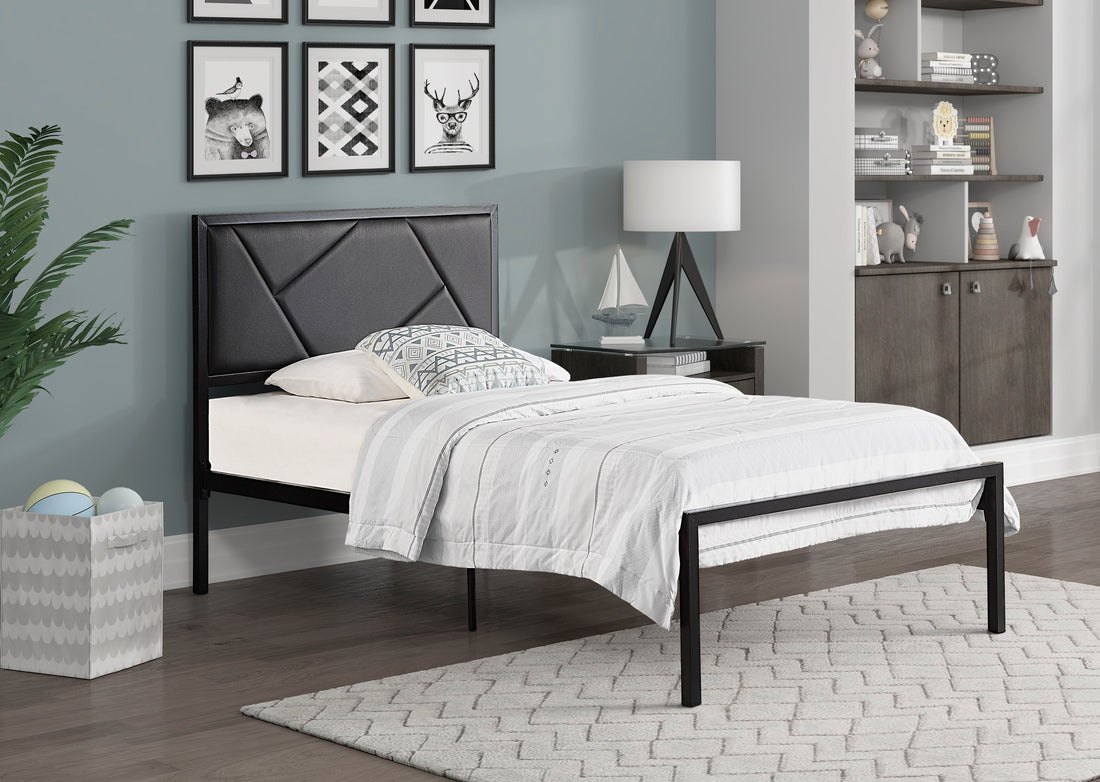 Keegan Gunmetal Twin Platform Bed - 1602BKT-1 - Bien Home Furniture &amp; Electronics