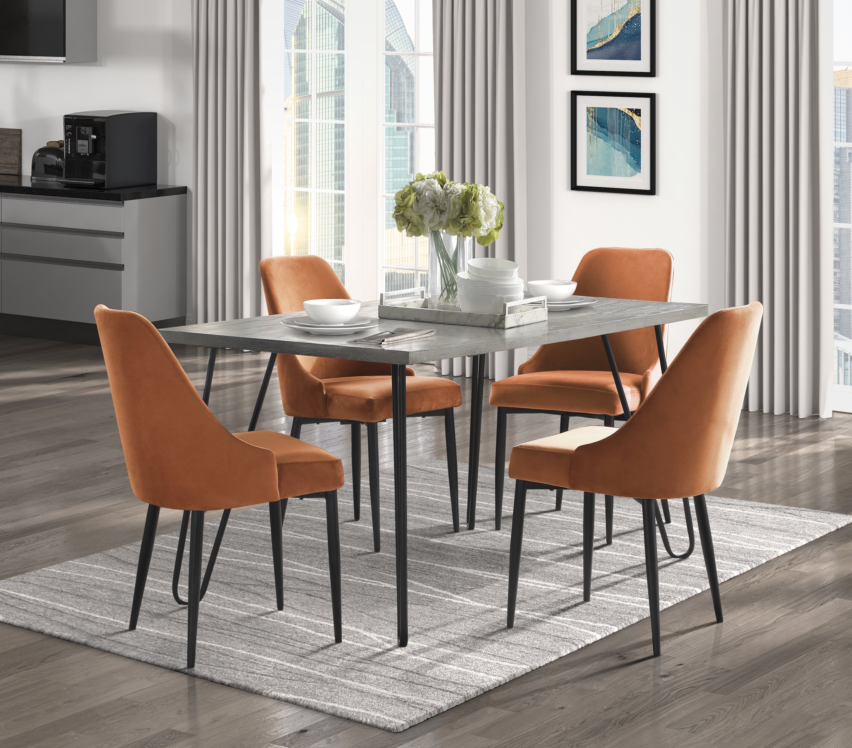 Keene Orange Velvet Side Chair, Set of 2 - 5817RNS - Bien Home Furniture &amp; Electronics