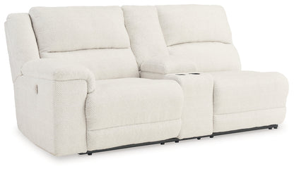 Keensburg Linen Left-Arm Facing Power Reclining Loveseat with Console - 6180701 - Bien Home Furniture &amp; Electronics