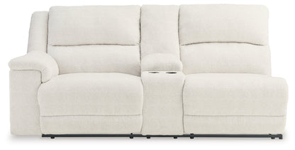 Keensburg Linen Left-Arm Facing Power Reclining Loveseat with Console - 6180701 - Bien Home Furniture &amp; Electronics