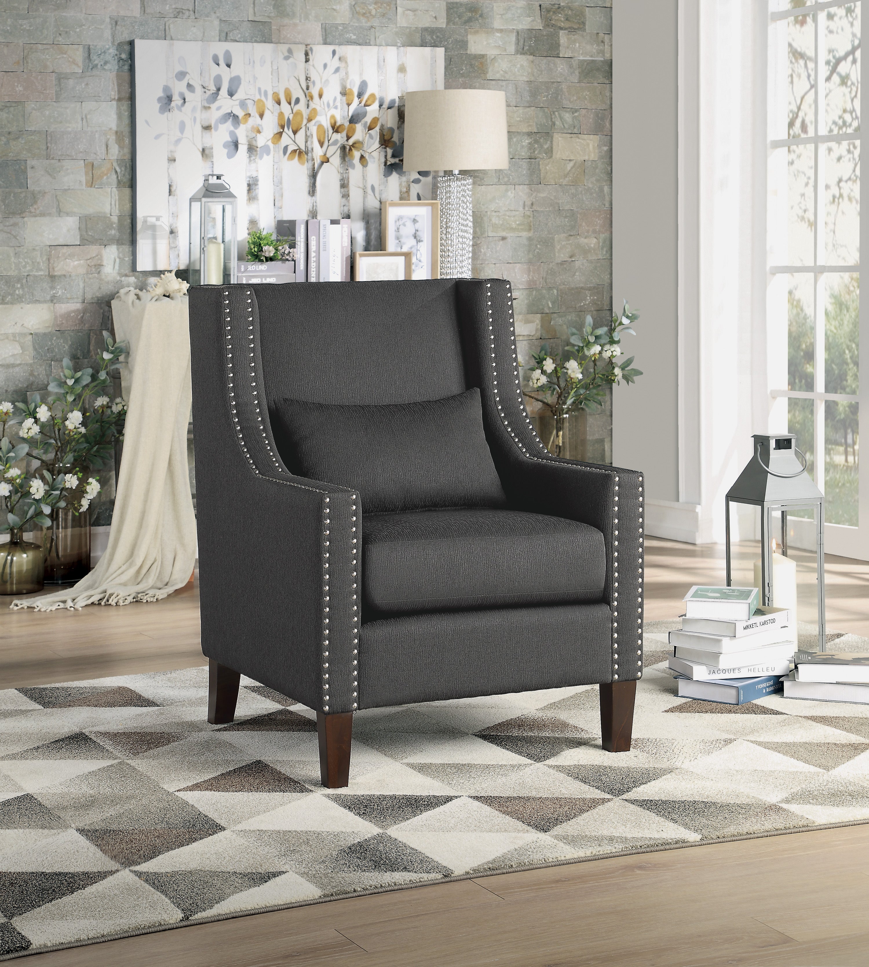 Keller Dark Gray Accent Chair - 1114DG-1 - Bien Home Furniture &amp; Electronics