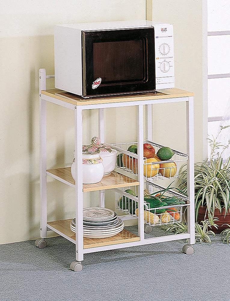 Kelvin Natural Brown/White 2-Shelf Kitchen Cart - 2506 - Bien Home Furniture &amp; Electronics