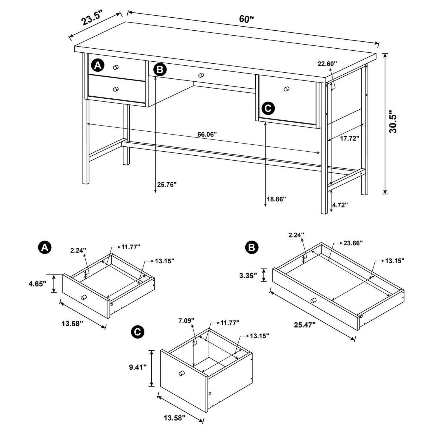 Kemper Salvaged Cabin 4-Drawer Writing Desk - 801235 - Bien Home Furniture &amp; Electronics