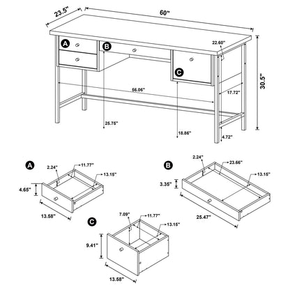 Kemper Salvaged Cabin 4-Drawer Writing Desk - 801235 - Bien Home Furniture &amp; Electronics