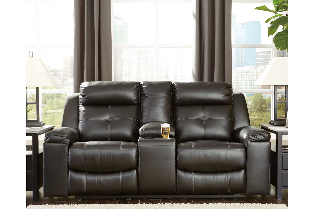 Kempten Black Reclining Loveseat with Console - 8210594 - Bien Home Furniture &amp; Electronics