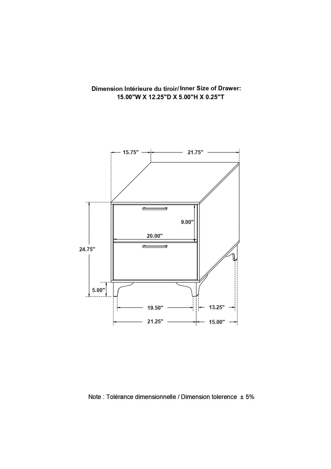 Kendall 2-Drawer Nightstand Black/Gold - 224452 - Bien Home Furniture &amp; Electronics