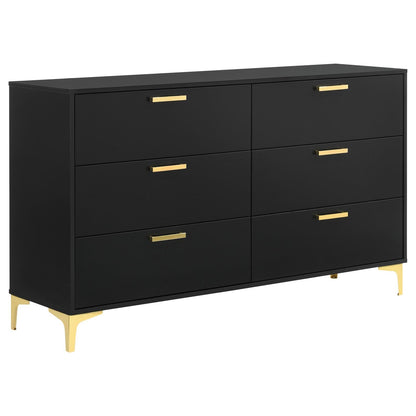 Kendall 4-Piece Tufted Panel California King Bedroom Set Black/Gold - 224451KW-S4 - Bien Home Furniture &amp; Electronics