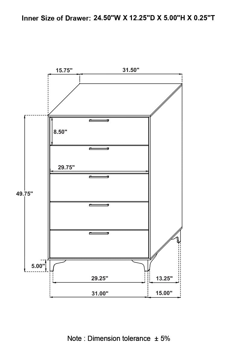 Kendall 5-Piece Eastern King Bedroom Set White - 224401KE-S5 - Bien Home Furniture &amp; Electronics