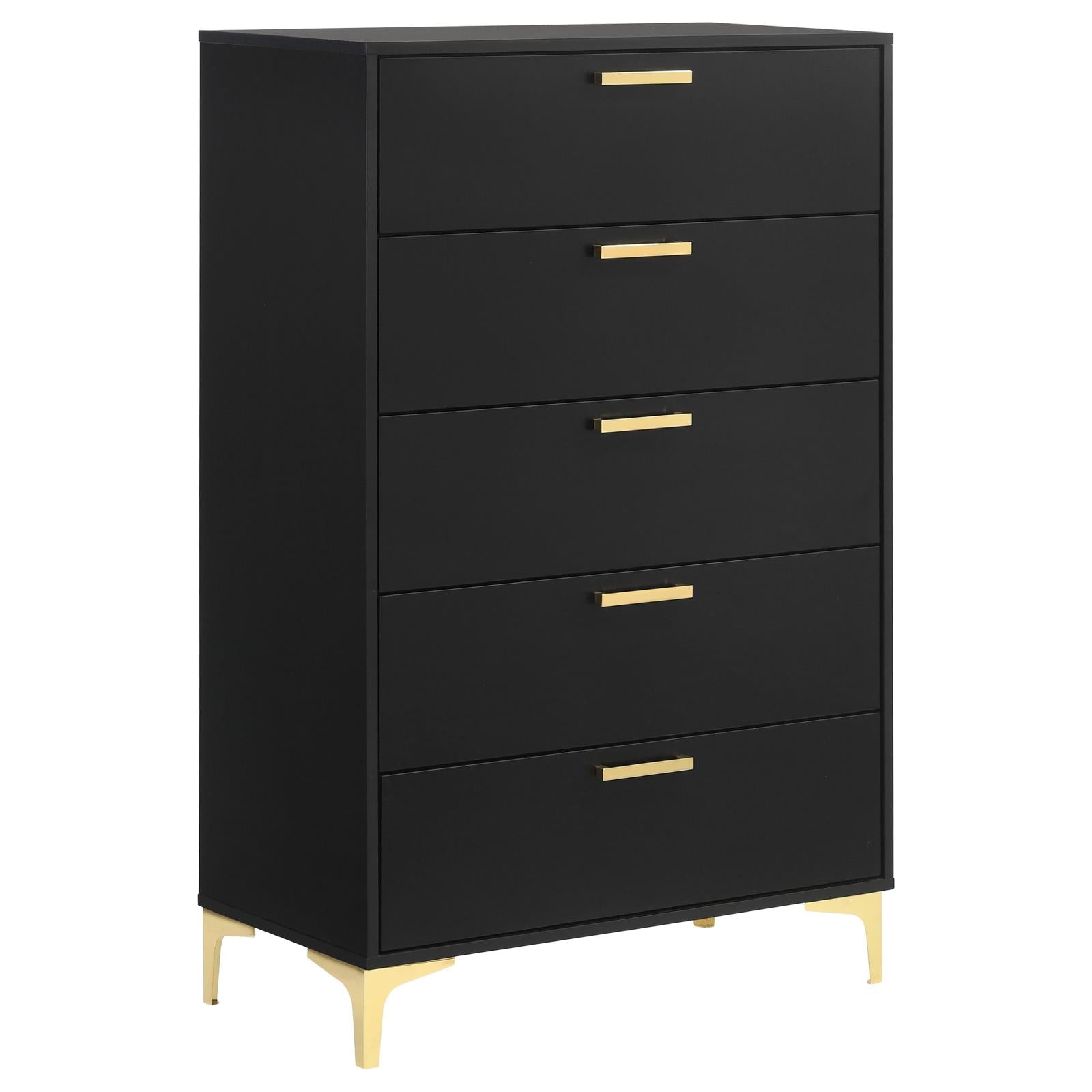 Kendall 5-Piece Tufted Panel California King Bedroom Set Black/Gold - 224451KW-S5 - Bien Home Furniture &amp; Electronics