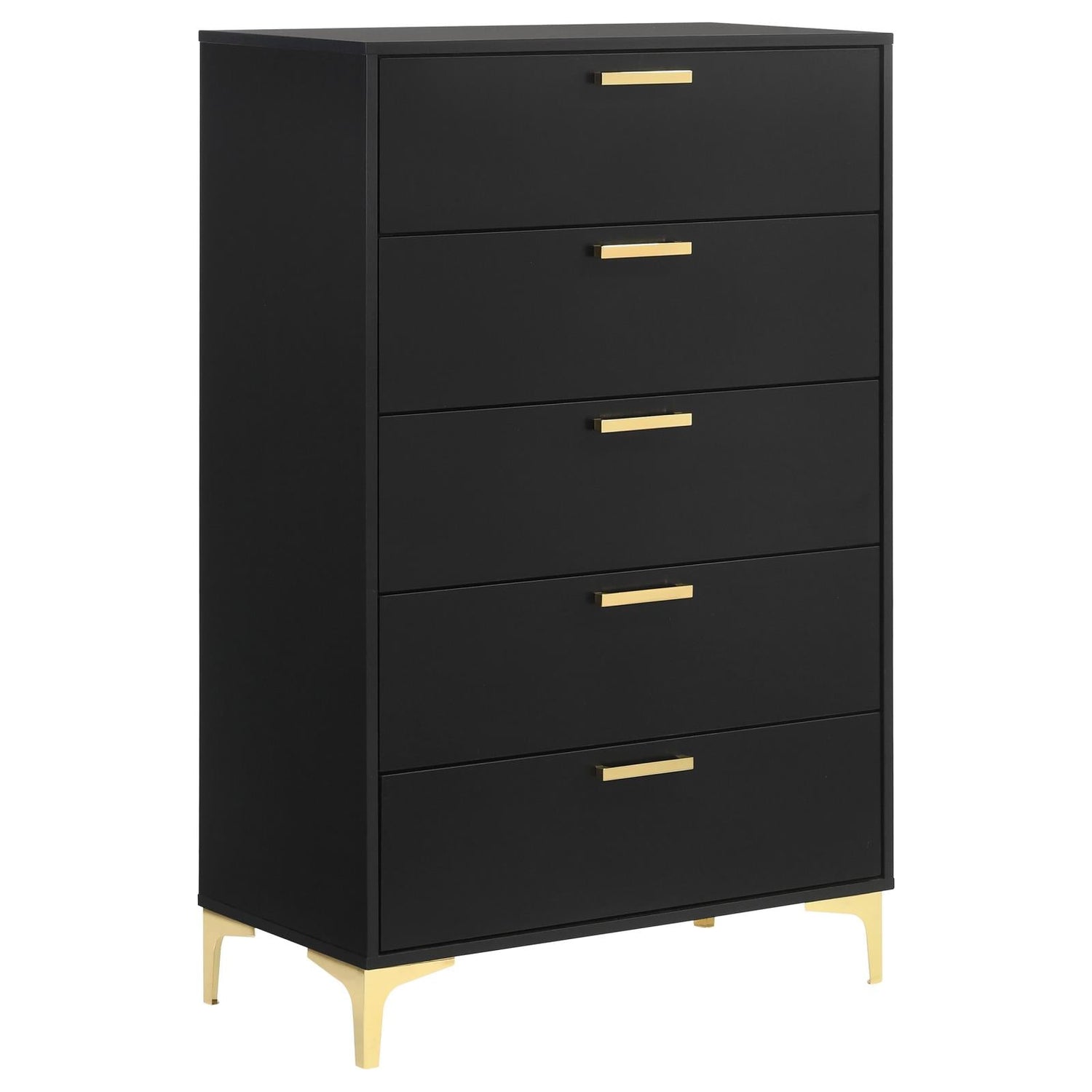 Kendall 5-Piece Tufted Panel Queen Bedroom Set Black/Gold - 224451Q-S5 - Bien Home Furniture &amp; Electronics