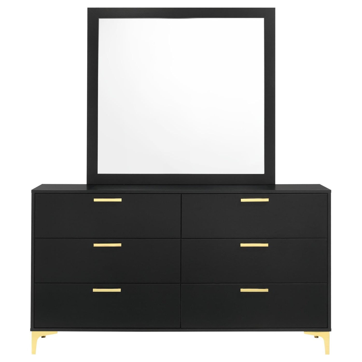 Kendall 6-drawer Dresser with Mirror Black and Gold - 224453M - Bien Home Furniture &amp; Electronics