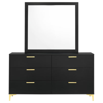 Kendall 6-drawer Dresser with Mirror Black and Gold - 224453M - Bien Home Furniture &amp; Electronics