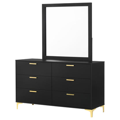 Kendall 6-drawer Dresser with Mirror Black and Gold - 224453M - Bien Home Furniture &amp; Electronics