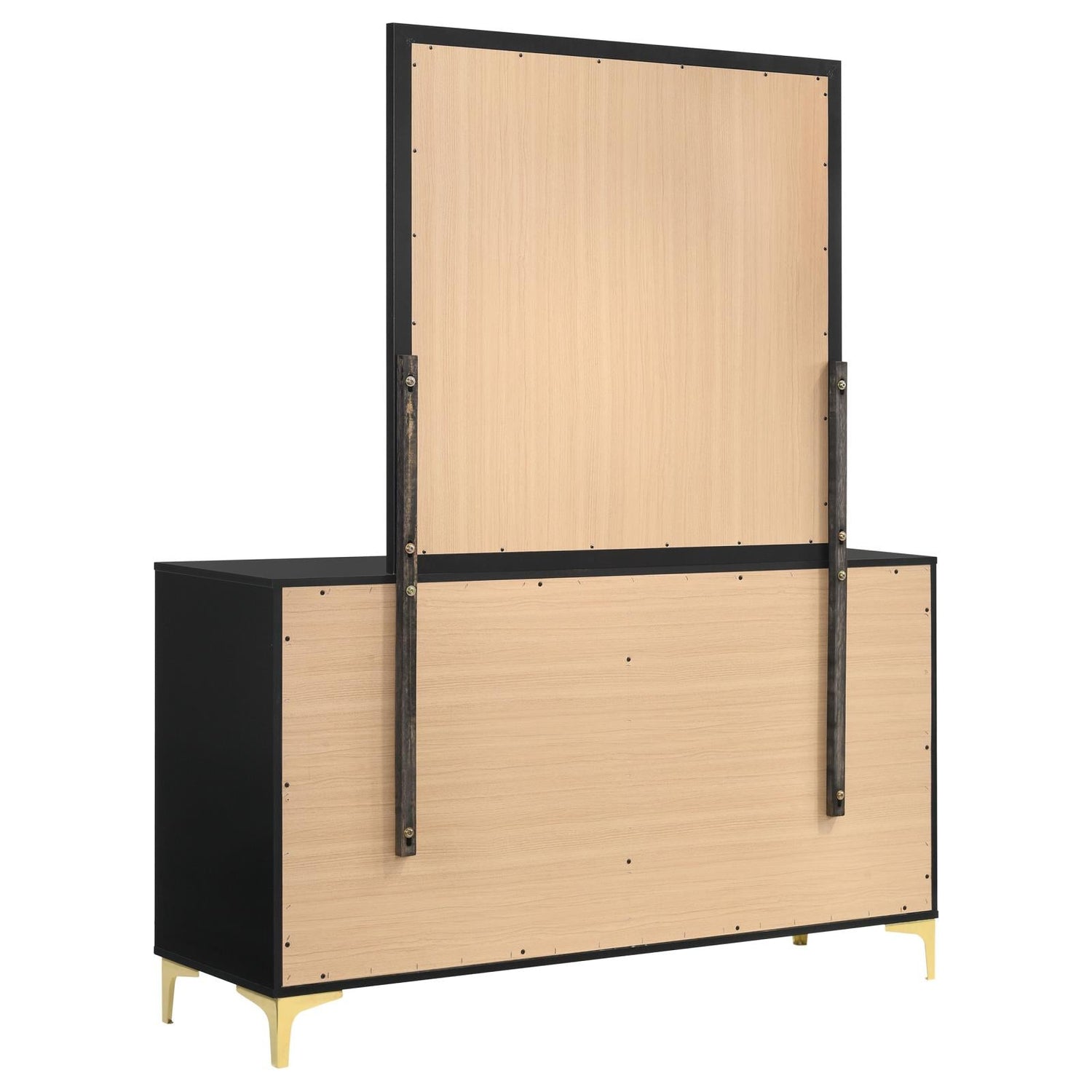 Kendall 6-drawer Dresser with Mirror Black and Gold - 224453M - Bien Home Furniture &amp; Electronics