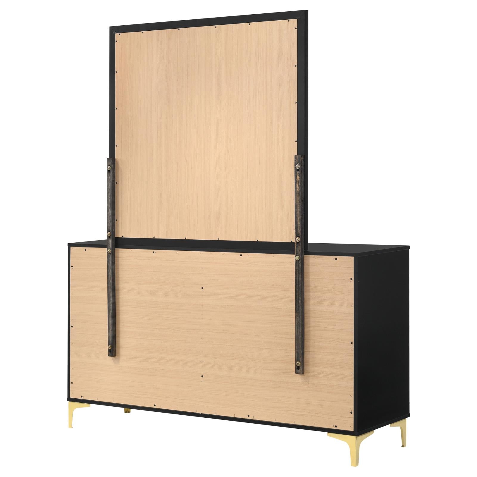 Kendall 6-drawer Dresser with Mirror Black and Gold - 224453M - Bien Home Furniture &amp; Electronics