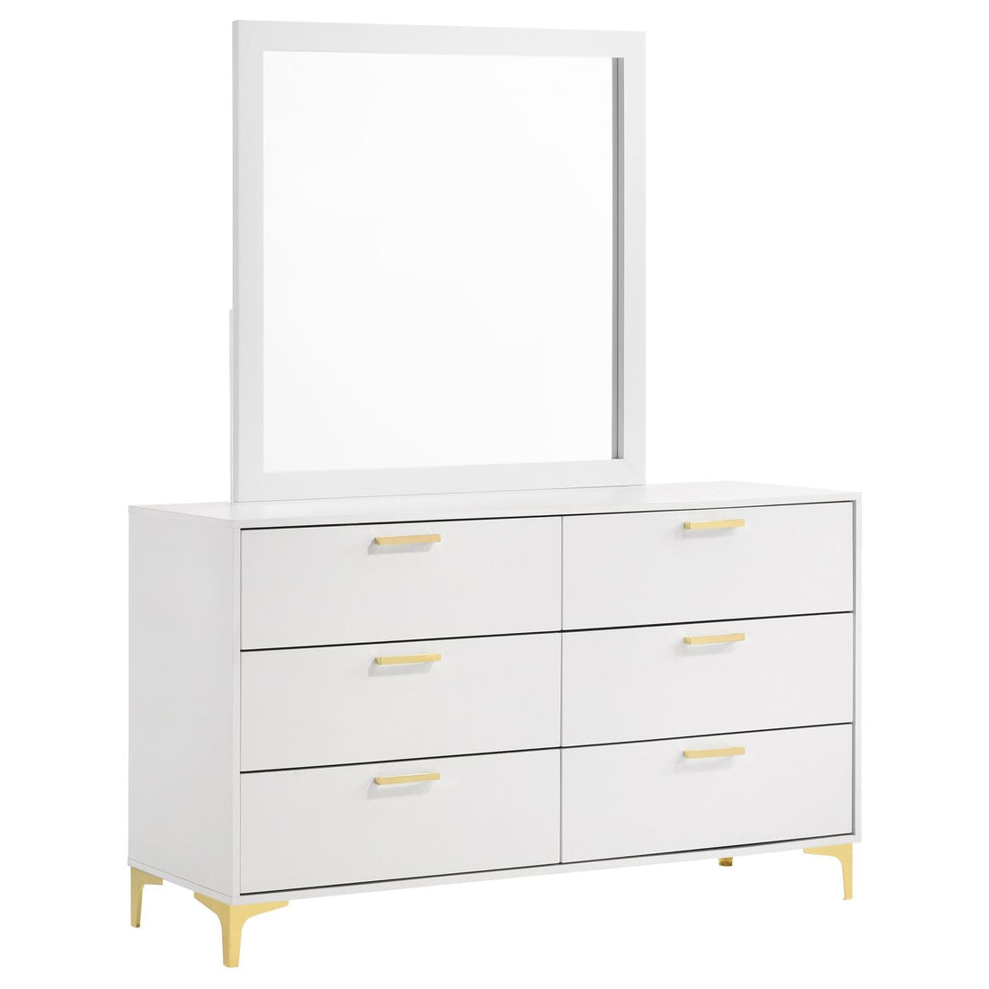 Kendall 6-drawer Dresser with Mirror White - 224403M - Bien Home Furniture &amp; Electronics