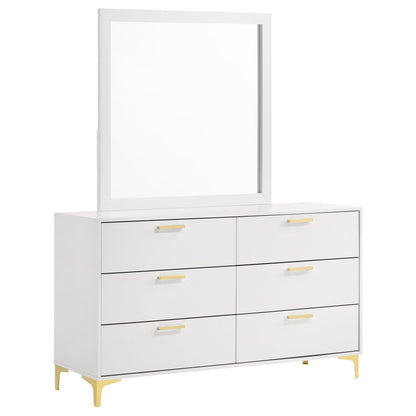 Kendall 6-drawer Dresser with Mirror White - 224403M - Bien Home Furniture &amp; Electronics