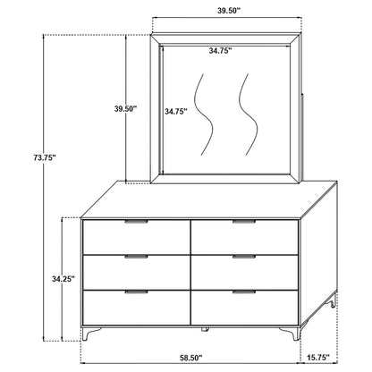 Kendall 6-drawer Dresser with Mirror White - 224403M - Bien Home Furniture &amp; Electronics