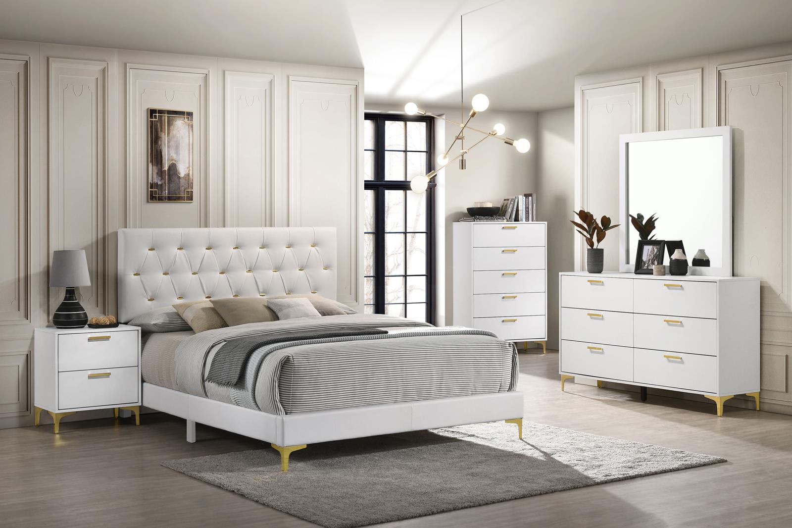Kendall 6-drawer Dresser with Mirror White - 224403M - Bien Home Furniture &amp; Electronics