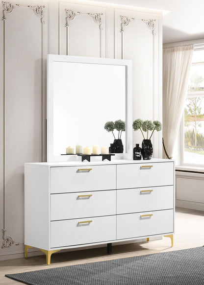 Kendall 6-drawer Dresser with Mirror White - 224403M - Bien Home Furniture &amp; Electronics