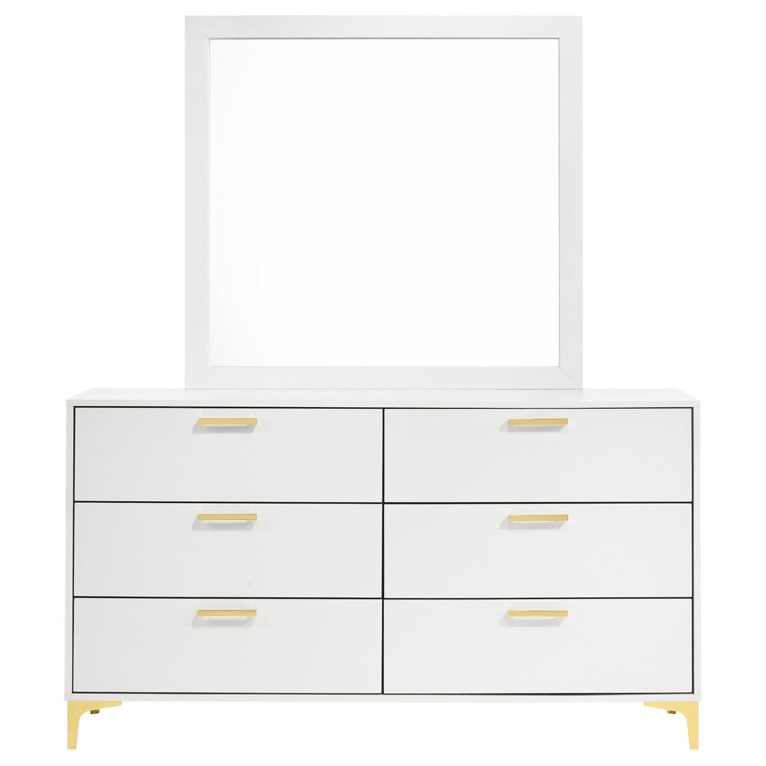 Kendall 6-drawer Dresser with Mirror White - 224403M - Bien Home Furniture &amp; Electronics