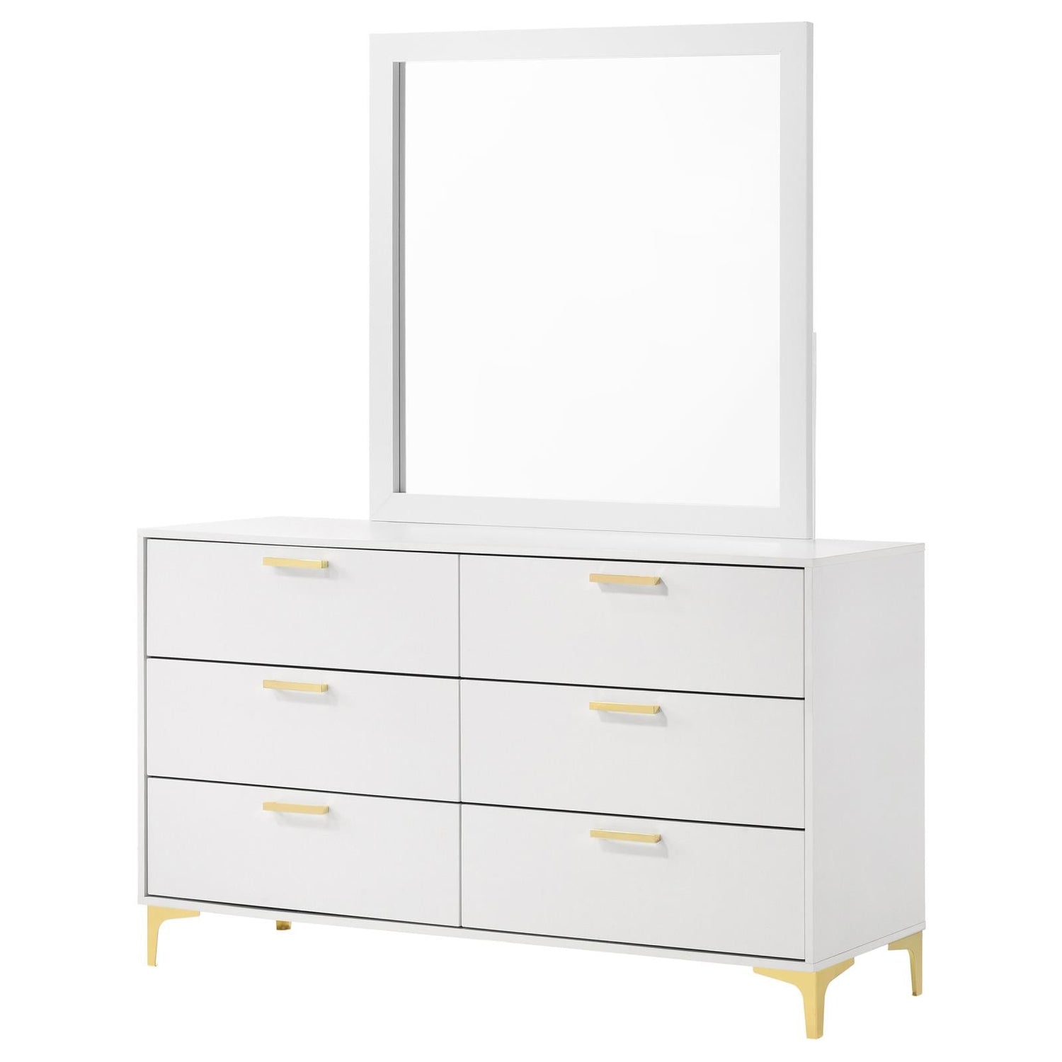 Kendall 6-drawer Dresser with Mirror White - 224403M - Bien Home Furniture &amp; Electronics