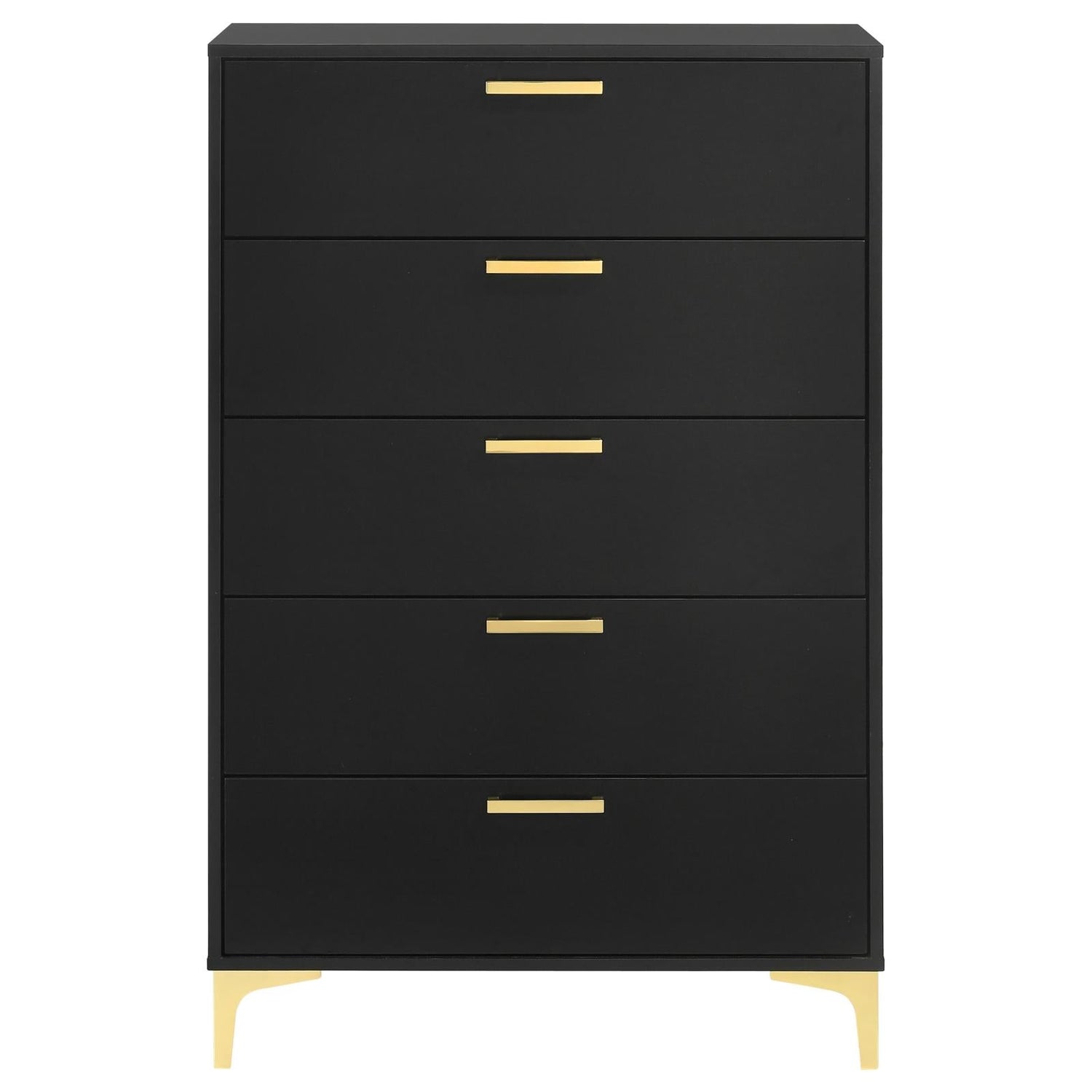 Cómoda de 5 cajones negra/dorada Kendall - Bien Home Furniture &  Electronics