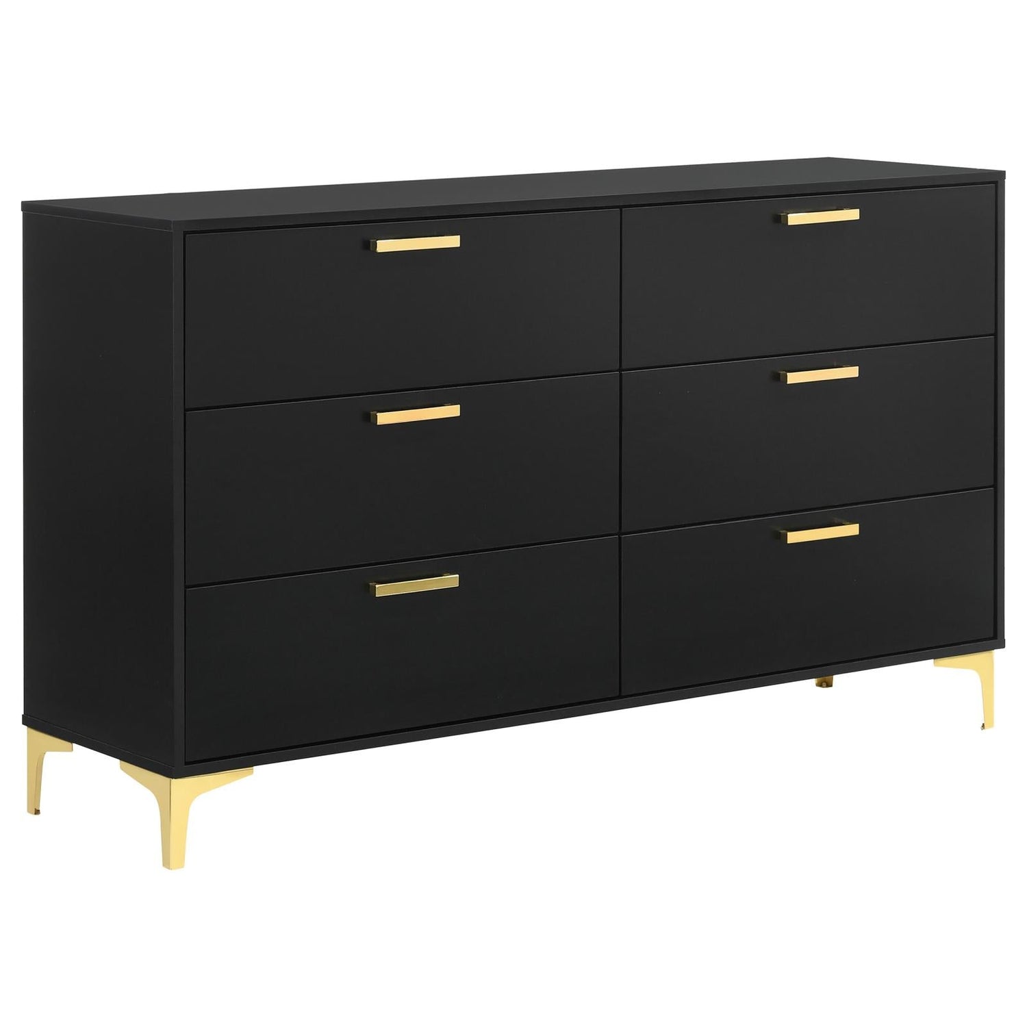 Kendall Black/Gold 6-Drawer Dresser - 224453 - Bien Home Furniture &amp; Electronics