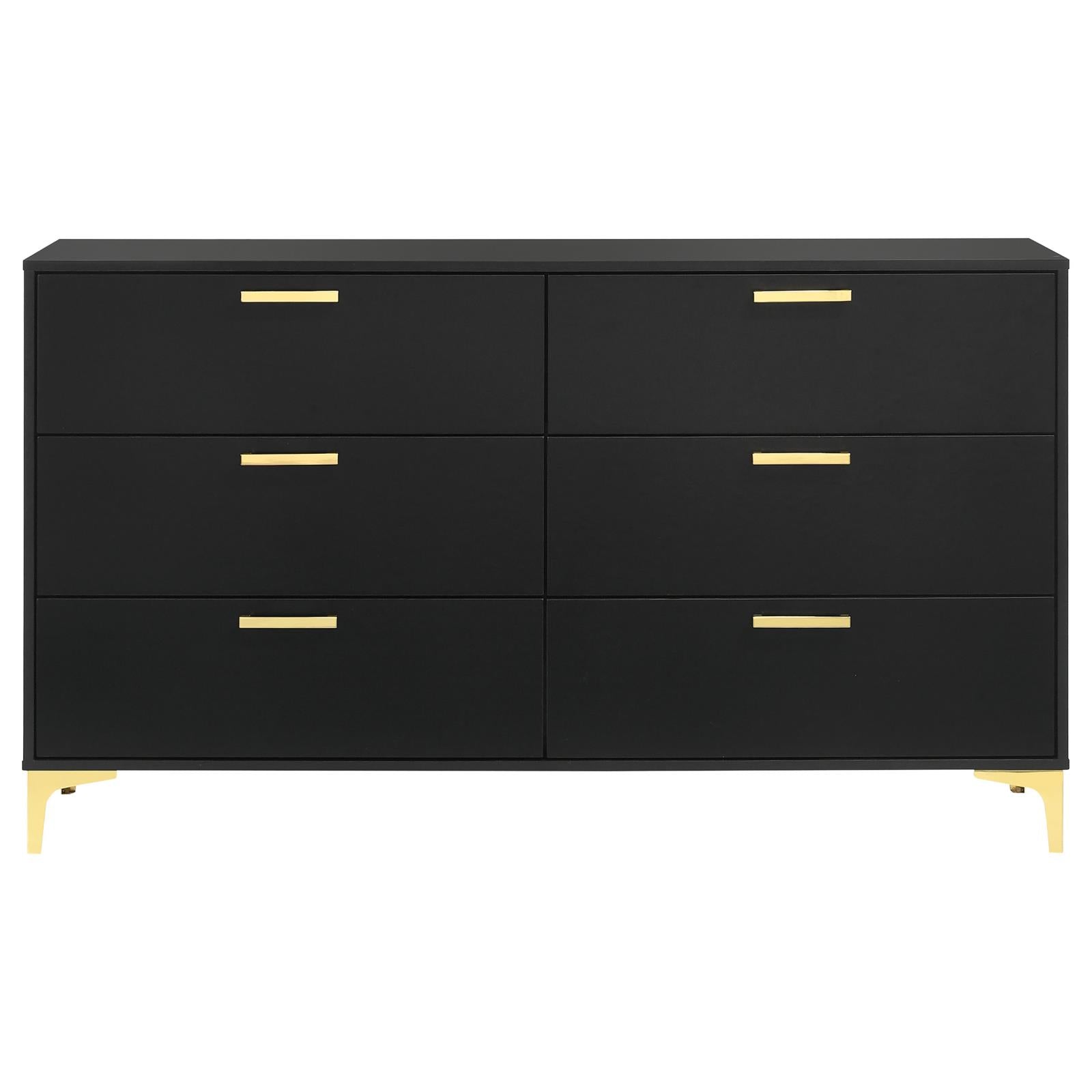 Kendall Black/Gold 6-Drawer Dresser - 224453 - Bien Home Furniture &amp; Electronics