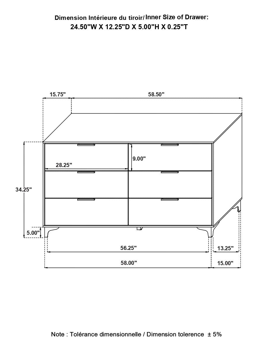 Kendall Black/Gold 6-Drawer Dresser - 224453 - Bien Home Furniture &amp; Electronics