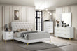 Kendall White/Gold Upholstered Panel Bedroom Set - SET | 224401Q | 224402 | 224405 - Bien Home Furniture & Electronics