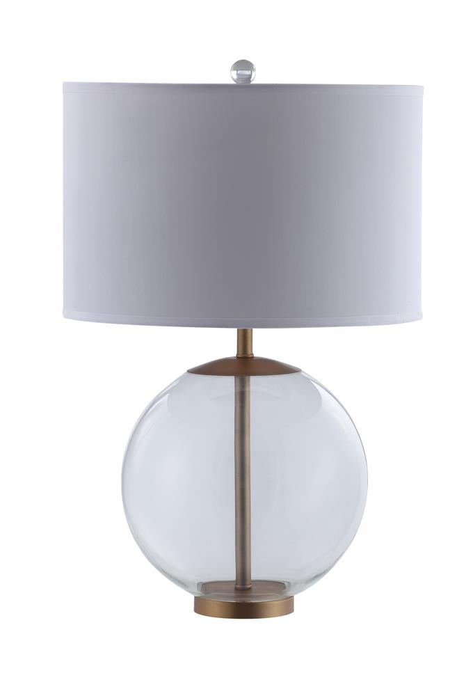 Kenny Drum Shade Table Lamp with Glass Base White - 961227 - Bien Home Furniture &amp; Electronics