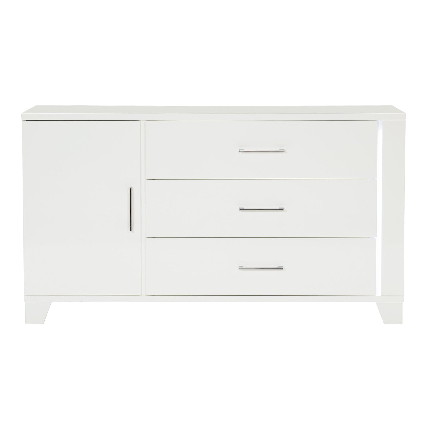 Kerren White High Gloss Dresser, LED Lighting - 1678W-5 - Bien Home Furniture &amp; Electronics