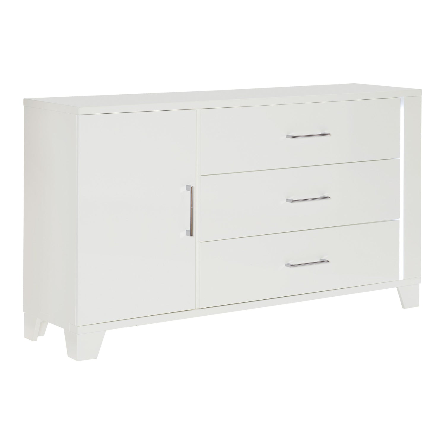 Kerren White High Gloss Dresser, LED Lighting - 1678W-5 - Bien Home Furniture &amp; Electronics