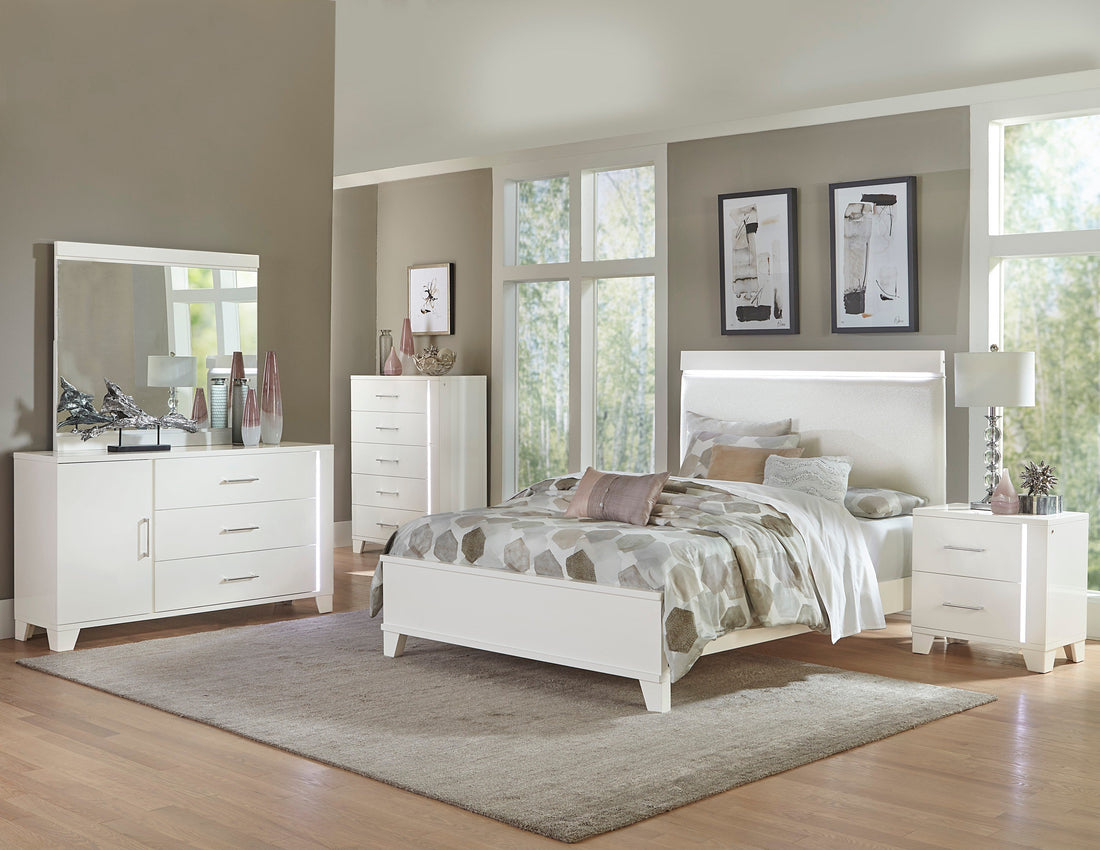 Kerren White High Gloss Full Bed, LED Lighting - 1678WF-1* - Bien Home Furniture &amp; Electronics