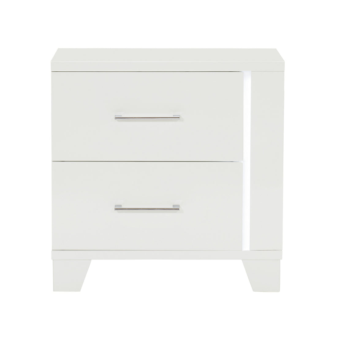 Kerren White High Gloss Nightstand, LED Lighting - 1678W-4 - Bien Home Furniture & Electronics