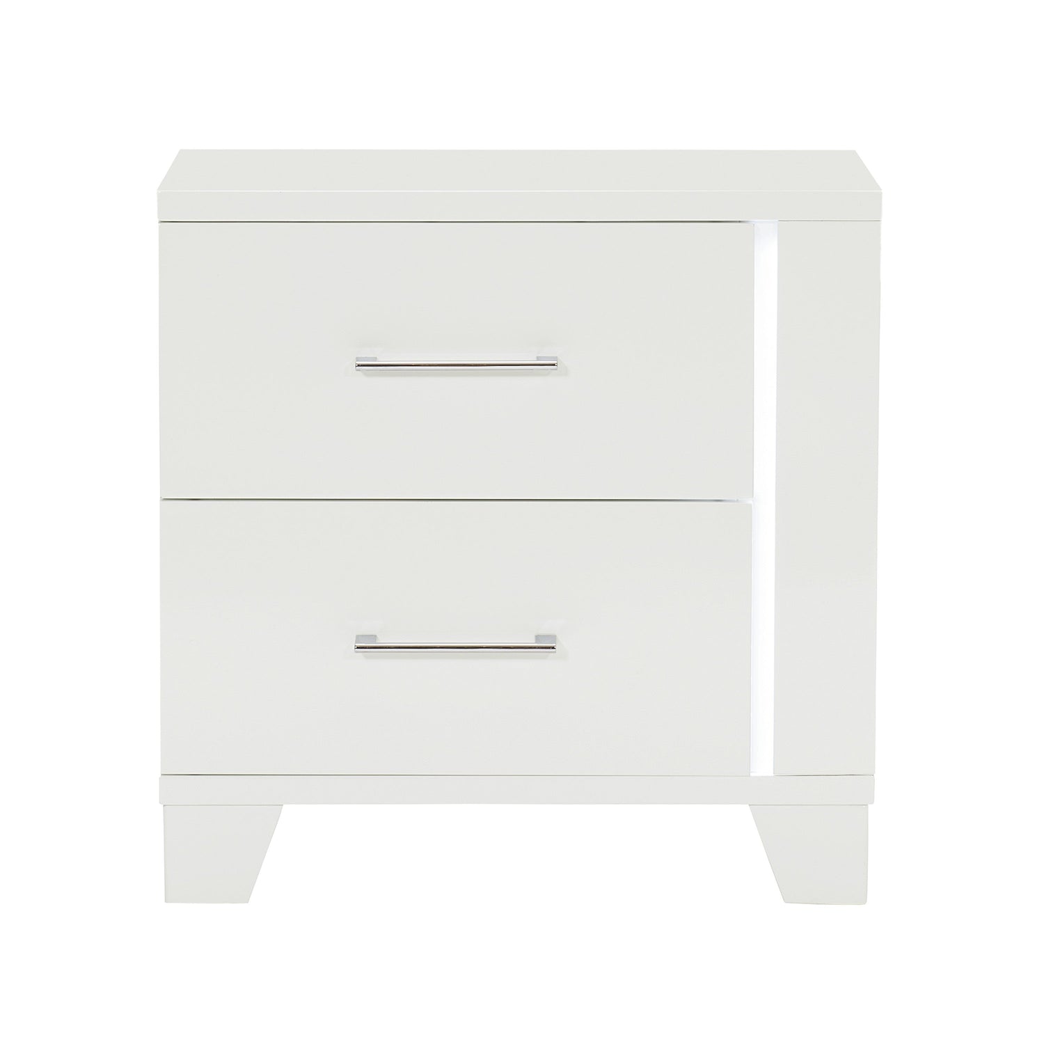 Kerren White High Gloss Nightstand, LED Lighting - 1678W-4 - Bien Home Furniture &amp; Electronics