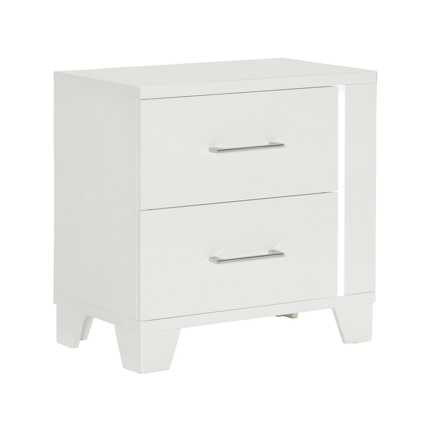 Kerren White High Gloss Nightstand, LED Lighting - 1678W-4 - Bien Home Furniture &amp; Electronics