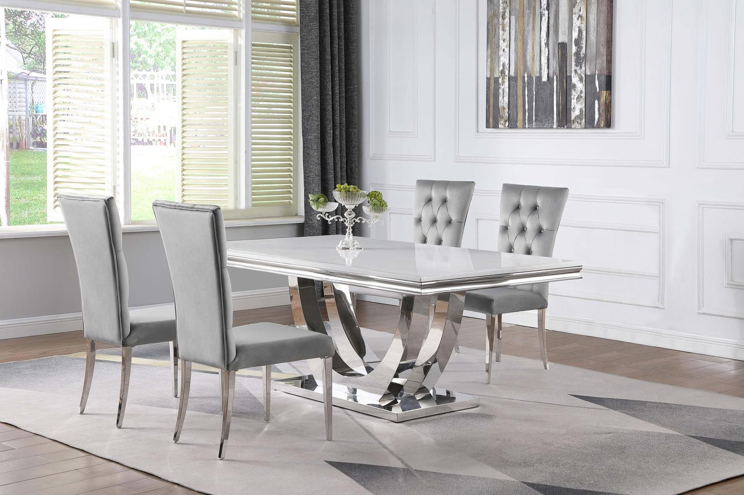 Kerwin 5-Piece Dining Room Set Gray/Chrome - 111101-S5G - Bien Home Furniture &amp; Electronics