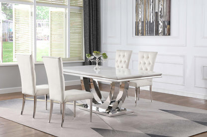 Kerwin 5-Piece Dining Room Set White/Chrome - 111101-S5W - Bien Home Furniture &amp; Electronics
