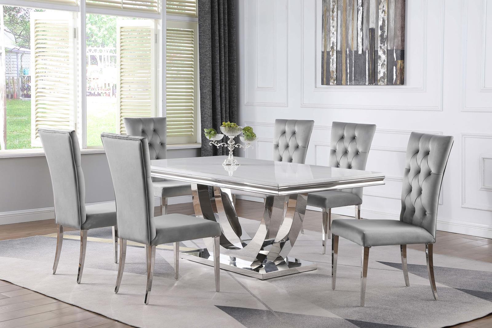 Kerwin 7-Piece Dining Room Set Gray/Chrome - 111101-S7G - Bien Home Furniture &amp; Electronics