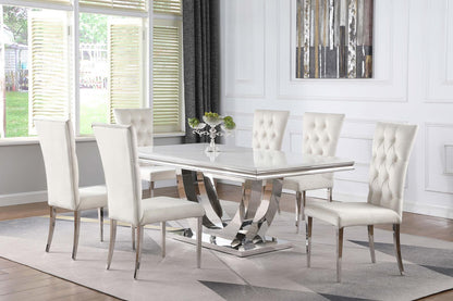 Kerwin 7-Piece Dining Room Set White/Chrome - 111101-S7W - Bien Home Furniture &amp; Electronics